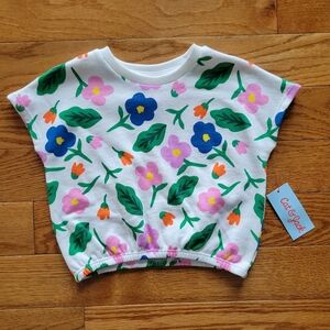 Cat & Jack White Floral Short Sleeve Top. Size 2t. NWT
